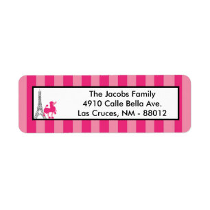 2,25-tums returadressetikett Rosa Pudel Paris Returadress Etikett