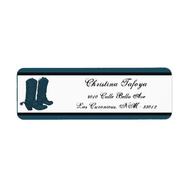 2,25-tums Westerna Blå Cowboys B, Returadress Returadress Etikett (Framsidan)