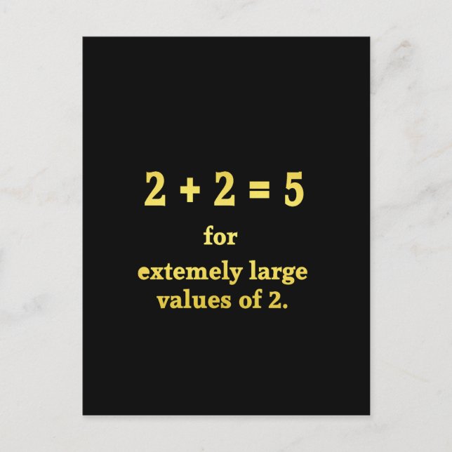 2 + 2 = 5  Rolig mattenörd Helg Vykort (Framsida)