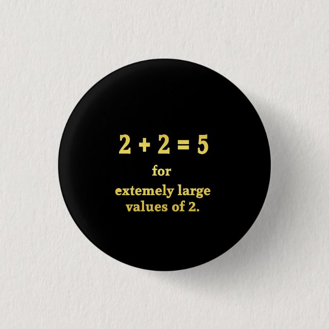 2 + 2 = 5  Rolig mattenörd Knapp (Framsida)