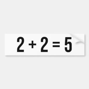 2 + 2 = 5 (två plus två jämliken fem) blidkar bildekal