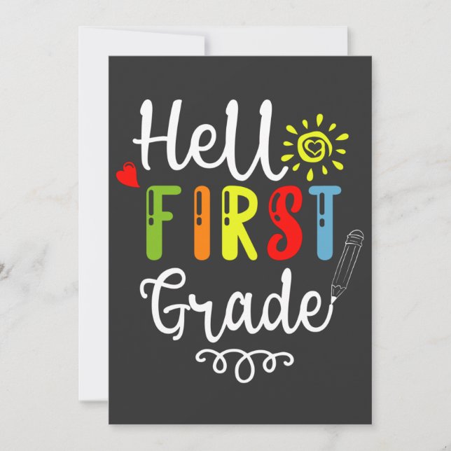 2/2- Hej First Klass Shirt, första Klass Studenter Inbjudningar (Framsida)