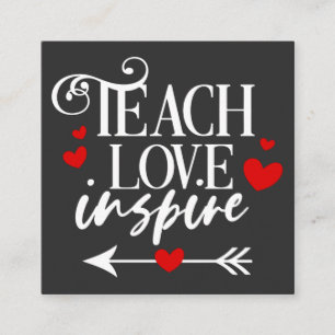 2/2 Teach Kärlek Inspire Shirt kindergarten Lärare Fyrkantigt Visitkort