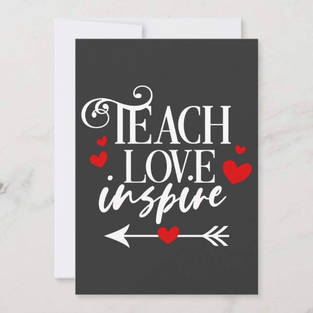 2/2 Teach Kärlek Inspire Shirt kindergarten Lärare Tack Kort (Framsida)