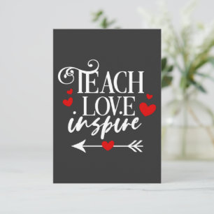 2/2 Teach Kärlek Inspire Shirt kindergarten Lärare Tack Kort
