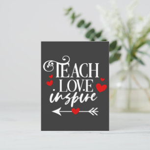 2/2 Teach Kärlek Inspire Shirt kindergarten Lärare Vykort