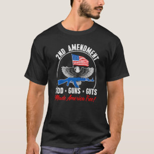 2:a ändring Gud Guns Guts Made America Free Gun T Shirt