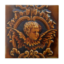 2:a antique Victorian Cherub Angel Tile Repro Kakelplatta