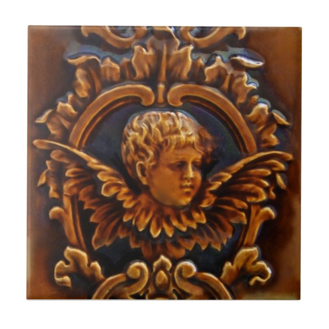 2:a antique Victorian Cherub Angel Tile Repro Kakelplatta (Framsidan)