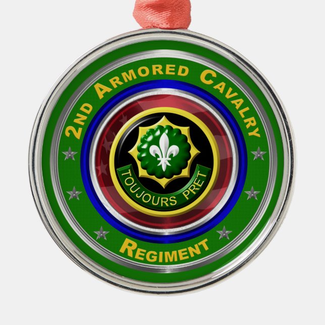 2:a Armored Cavalry-julen Julgransprydnad Metall (Framsidan)
