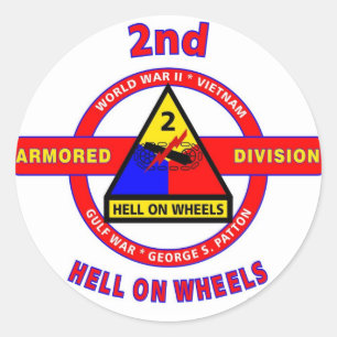2:A ARMORED DIVISION "HELL PÅ HJUL" RUNT KLISTERMÄRKE