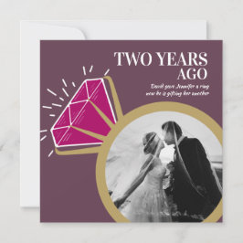 2:a årsdagen av party garnet ring 2 foton inbjudningar