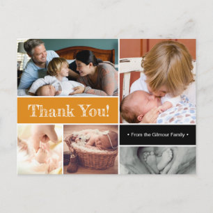 2:a babybilder Orange Tack baby shower Meddelande Vykort