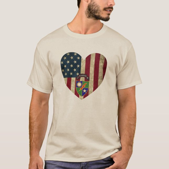 2:a bataljonen 75:e Skogsvaktare Reg American Hear T Shirt (Framsida)