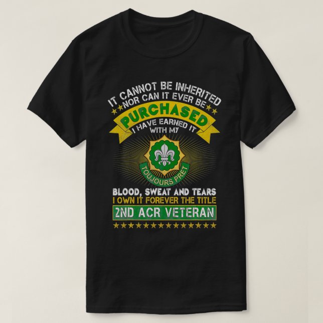 2:a beväpnade kavalleriregim 2:a ACR Veteran T Shirt (Design framsida)