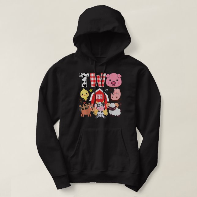 2:a födelsedag 2:a året gammalt lantbrukstema hoodie (Design framsida)
