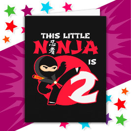 2:a födelsedag 2 år gamla barn Party Little Ninja Kort