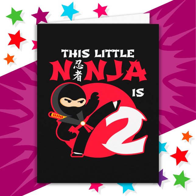 2:a födelsedag 2 år gamla barn Party Little Ninja  Kort (Skapare uppladdad)