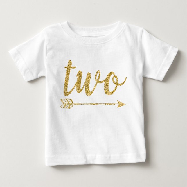 2:a födelsedag Baby Glitter-Print T-shirt (Framsida)