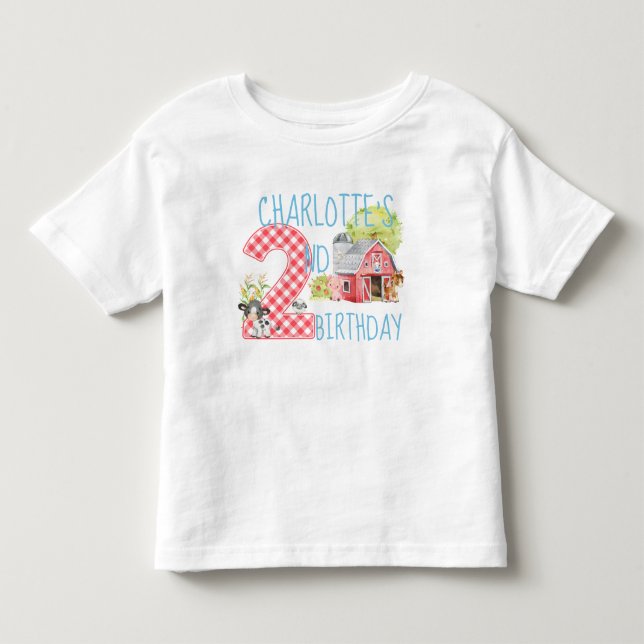 2:a födelsedag Barnyard Djurfödelsedag T Shirt (Framsida)