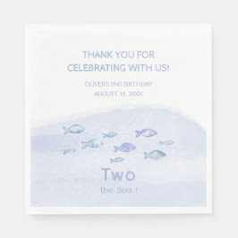 2:a födelsedag blåhavsfisk söt illustrerad pappersservett