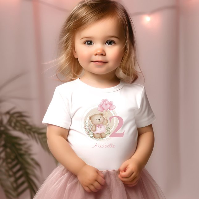 2:a födelsedag Cute Nalle Småbarn T-shirt (2nd Birthday Cute Teddy Bear Toddler T-shirt)