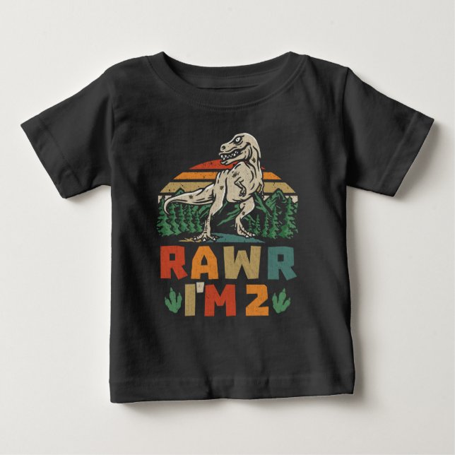 2:a födelsedag Dinosaur T Rex Rawr I är 2 för pojk Shirt (Framsida)