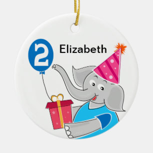 2:a födelsedag Elephant Julgransprydnad Keramik