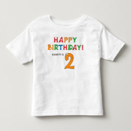 2:a födelsedag färgat alfabet med första Namn T Shirt