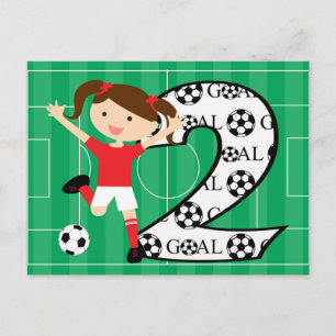 2:a födelsedag Fotboll Red and White Vykort