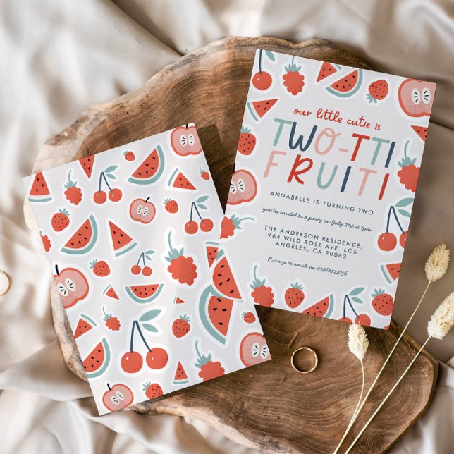 2:a födelsedag frukt röd sommar Barns party inv Inbjudningar (Skapare uppladdad)