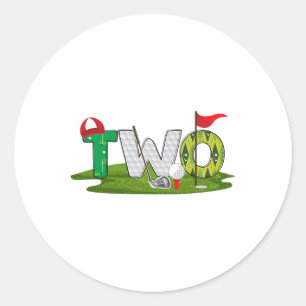 2:a födelsedag Golf-tema 2:a året Gammal barnsport Runt Klistermärke
