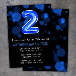 2:a födelsedag: Kids Blue Boy Party Inbjudningar<br><div class="desc">2:a födelsedag: Barn blå party 1:a födelsedag inbjudan till en 2-årig pojke med modernt skript och roligt blå folie ballonger.</div>