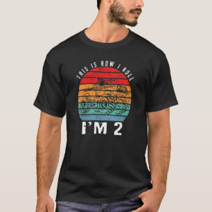 2:a födelsedag måndag Lastbil 2 år gammal Vintage  T Shirt