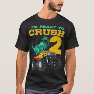 2:a födelsedag måndag Lastbil Dino 2 år gammal dag T Shirt