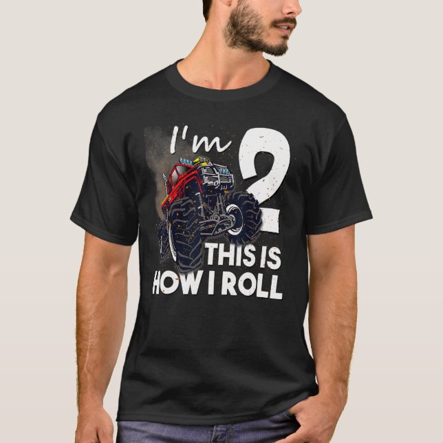 2:a födelsedag Monster Lastbil 2 år gammal T Shirt (Framsida)