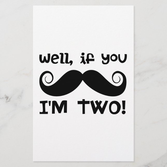 2:a födelsedag Mustache Brevpapper (Framsida)