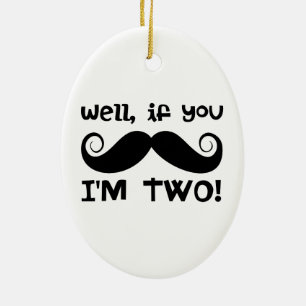 2:a födelsedag Mustache Julgransprydnad Keramik