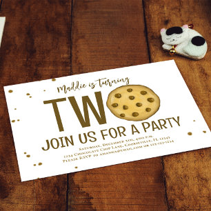 2:a födelsedag Party Cute Cookie Inbjudningar