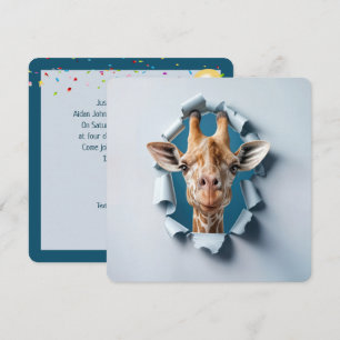 2:a födelsedag Party Giraffe på ett Hål horn Inbjudningar