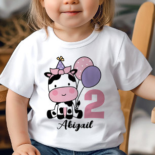 2:a födelsedag Personligen Kå Rosa Bubbar T Shirt