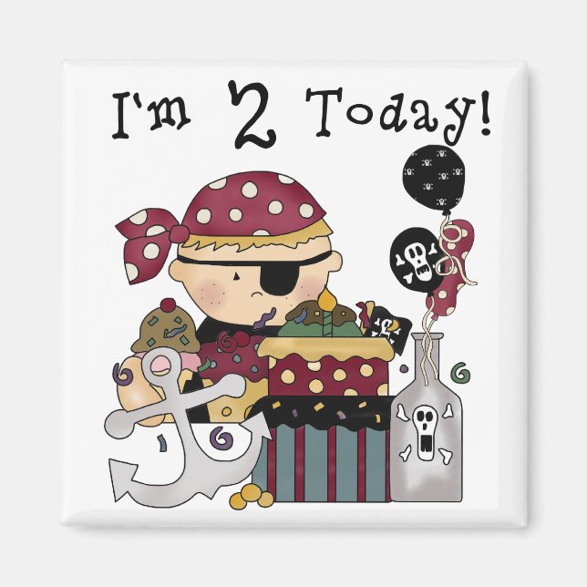 2:a födelsedag Pirat Tshirts och gåvor Magnet (Framsidan)