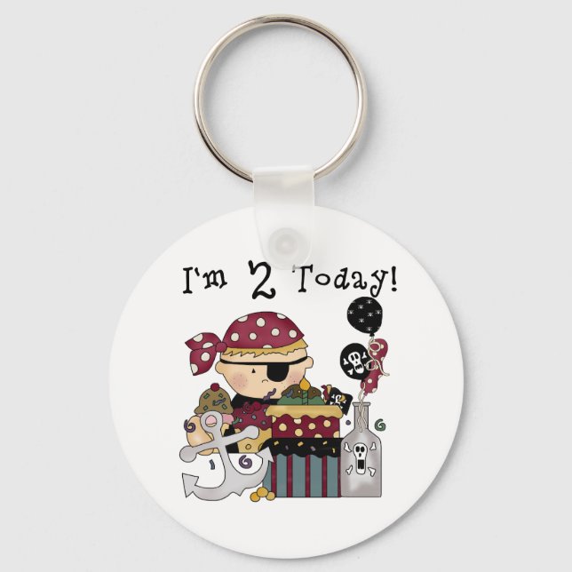 2:a födelsedag Pirat Tshirts och gåvor Nyckelring (Framsida)