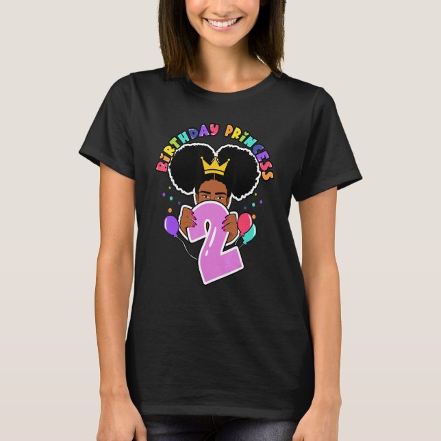 2:a födelsedag, prinsessan Natural Afro Puffs Girl T Shirt (Framsida)