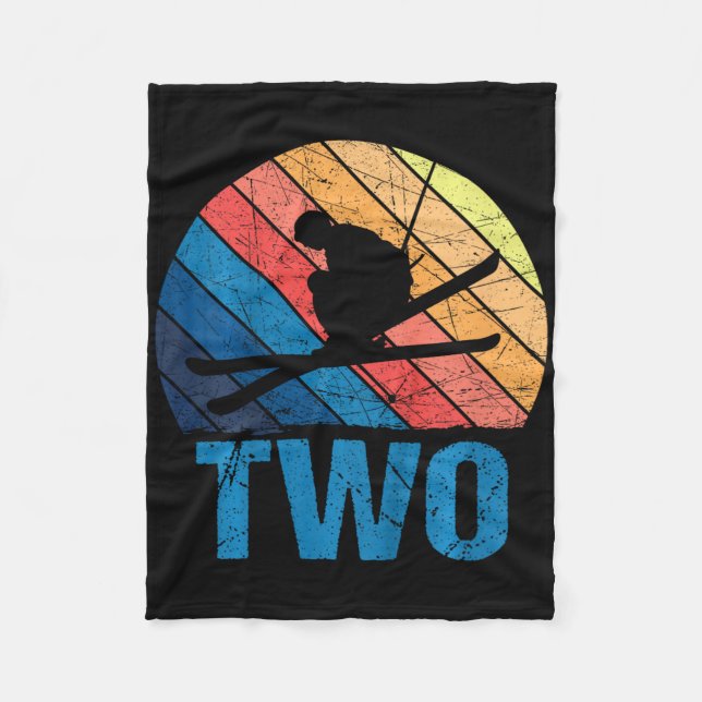 2:a födelsedag: Retro Ski Skiing 2 år Gamla pojkar Fleecefilt (Framsidan)