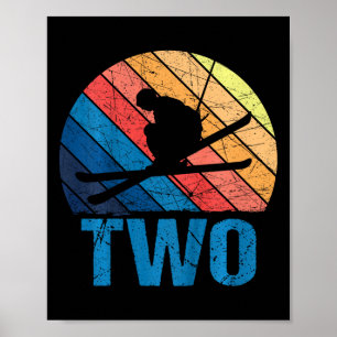2:a födelsedag: Retro Ski Skiing 2 år Gamla pojkar Poster