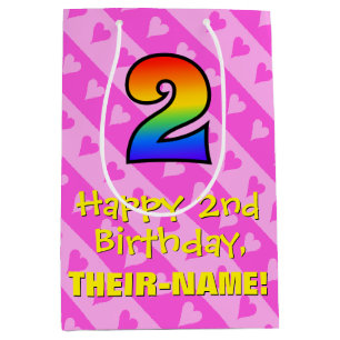 2:a födelsedag: Roligt Rosa Hearts Rand & Rainbow 