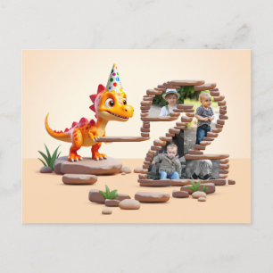 2:a födelsedag - stort foto Dragon Little Dino Vykort