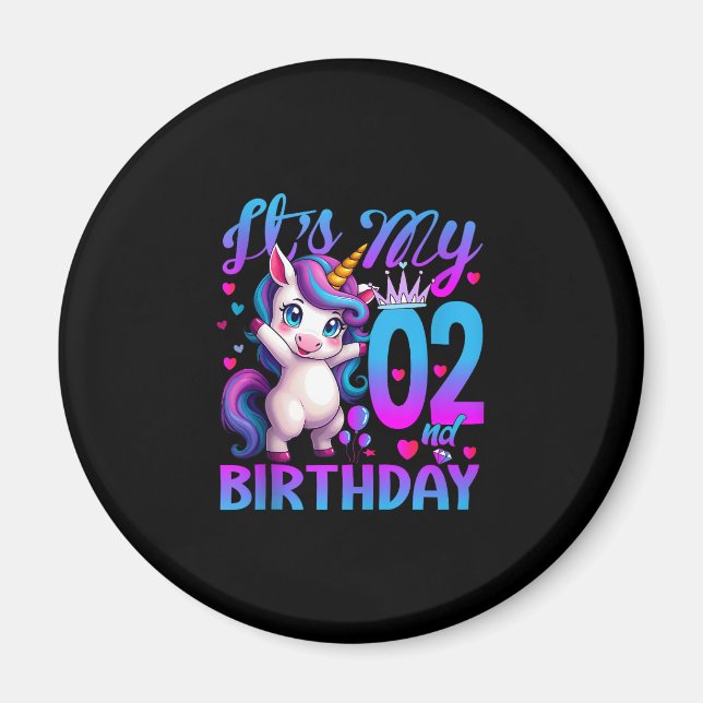 2:a födelsedag Unicorn Det är mitt andra födelseda Magnet (Framsidan)