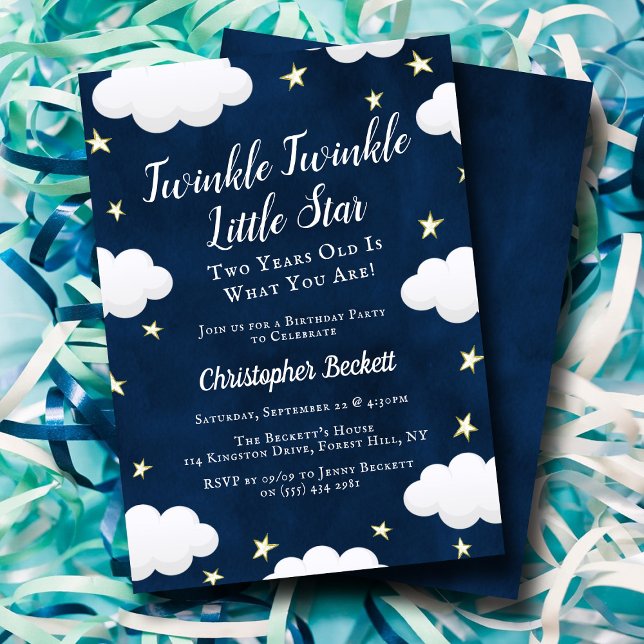 2:a födelsedagarinbjudan med Twinkle Little Star Inbjudningar (Skapare uppladdad)